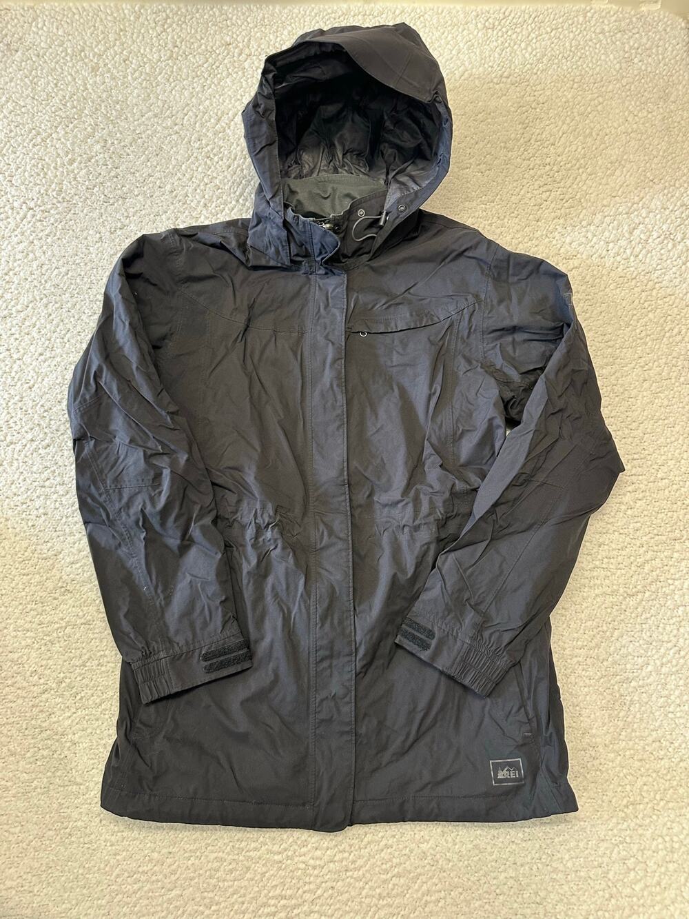 REI Womens E1 Elements Waterproof Hooded Rain Jacket Small